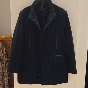 NWOT Men's Black Wool Blend Jacket Car Coat L Ret $398